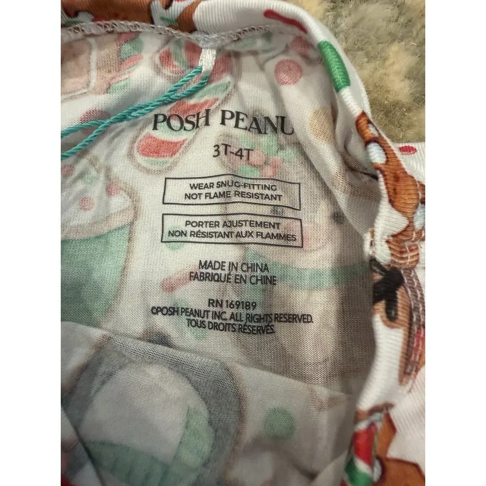 POSH PEANUT Bamboo LONG SLEEVE LOUNGEWEAR PAJAMA & PANTS COOKIE MEDLEY 3/4T NWT